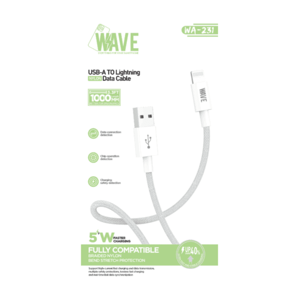 Wave Nylon Lightning naar USB Oplaadkabel - 1 meter
