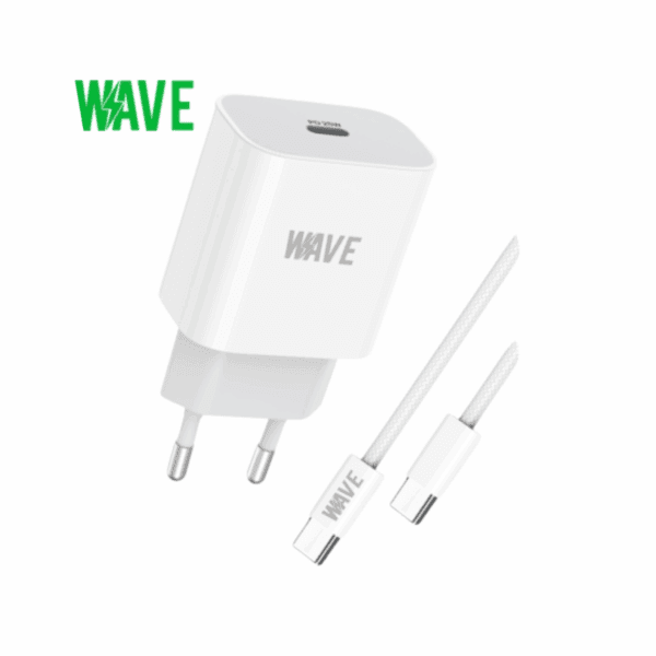 Wave USB-C naar USB-C Oplaadkabel Inclusief USB-C Adapter 25W