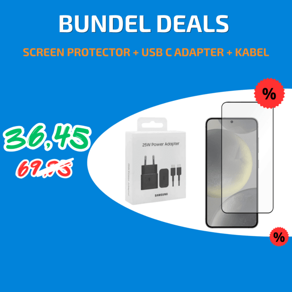 3-in-1 Samsung S Series Bundel: Screenprotector (Privacy/Normaal) & USB-C kabel & Adapter