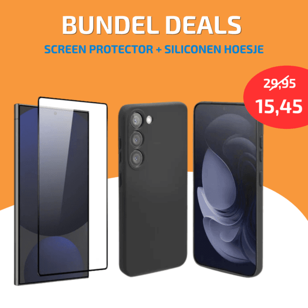 2-in-1 Samsung S series Bundel: Screenprotector Glas Full Screen & Siliconen Achterkant Hoesje