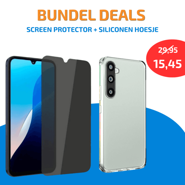 2-in-1 Samsung A series Bundel: Screenprotector Glas Full Screen & Siliconen Achterkant Hoesje