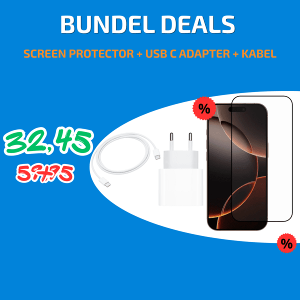 3-in-1 Apple Bundel: Magic Screenprotector (Privacy/Normaal) & USB Kabel & Adapter